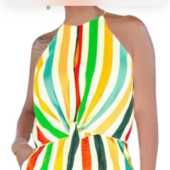 New Never Worn Halter Rainbow Stripe Romper Juniors’ Size M - Picture 3 of 7